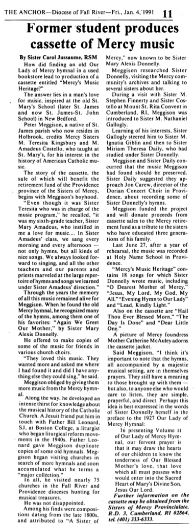 Article from The Anchor (Fall River, Mass.), Jan. 4, 1991