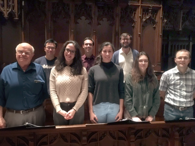 Choir, with recording engineer Pierre Paquin, left